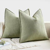 MIULEE Pack of 2 Sage Green Decorative Pillow Covers 20x20 Inch Soft Chenille Luxurious Couch Throw Pillows Farmhouse Cushion Covers with Elegant Design for Sofa Bedroom Living Room Summer Home Decor