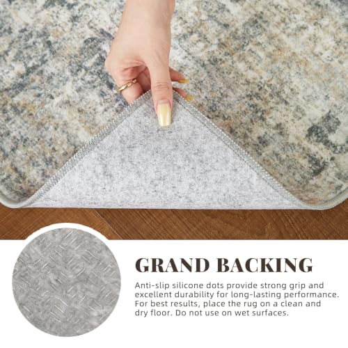 2'x8' Grey Beige Runner Rug, Washable Carpet