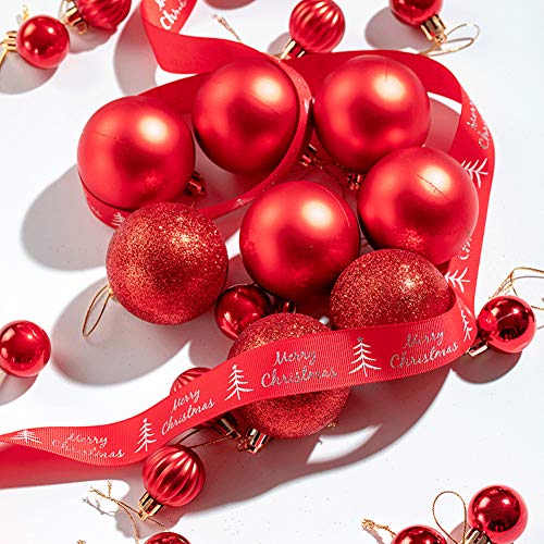 GOOTRADES Set of 24 Mini Shatterproof Christmas Balls Tree Ornaments Party Decoration, 3cm/1.1'' (Red)