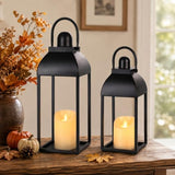 Lanterns Decorative Outdoor Indoor, 17'' 13'' Black Metal Outdoor Lanterns