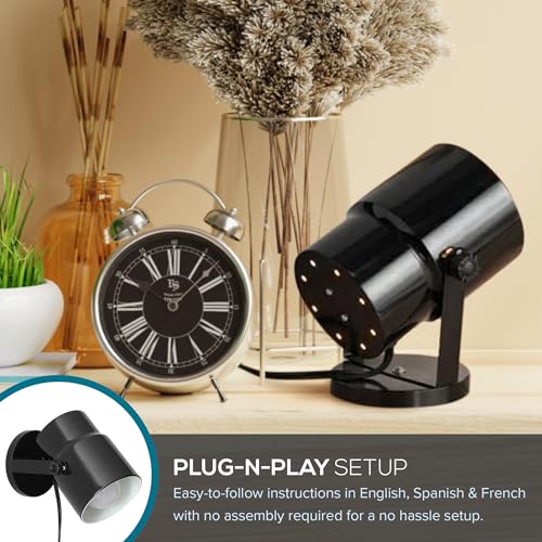 Catalina Lighting Multipurpose Spotlight Accent Lamp, Desk or Wall Mount Lamp for Office, Living Room, Dorm or Bedroom, Smart Home Compatible, Bulb Not Included, 7.5", Metallic Black