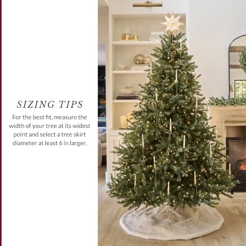 Balsam Hill Lodge Faux Fur Christmas Tree Skirt - Premium Rustic and Luxurious Fur Accents in Brown and Ivory for Tree Decor, Ivory, 72"