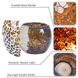 Scented Candle Holder Mosaic Glass Tea Light Holder,Handmade Romantic Glass Tealight Candle Holder for Aromatherapy,Party Décor(NO Candles),Also Used as Vase,Pen Holder,Potted Plants Bowl (Amber)