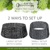 AuldHome Design Wicker Christmas Tree Collar (Black, 29-Inch), Real Wood Basket Weave Large Willow Tree Skirt