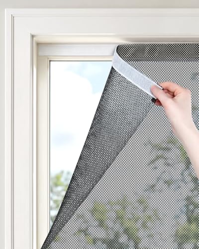LazBlinds No Drill Cordless Light Filtering Roller Shades, 36" W x 72" H | Adhesive Hook and Loop Fastener, Breathable Mesh Fabric, UV Filtering & Anti-Glare, Universal Fit for Most Windows