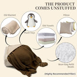Square Ottoman Pouf Cover Unstuffed Storage Bean Bag, Beige