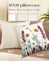 Embroidered Throw Pillow Cover, 18x18 Inch, Wildflower