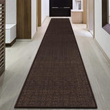 GOYLSER 12ft Jute Laundry Room Rug Non Slip, Rubber Backed Kitchen Rug Floor Runner Rug, Natural Long Carpet Runners for Hallway, Deep Brown