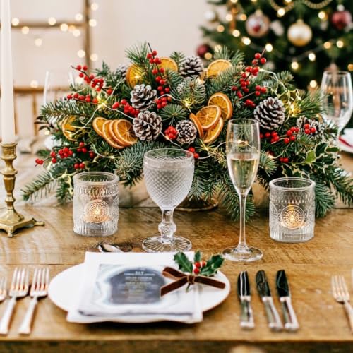 6 Pcs Clear Votive Candle Holders for Wedding, Glass Tea Lights Holder.