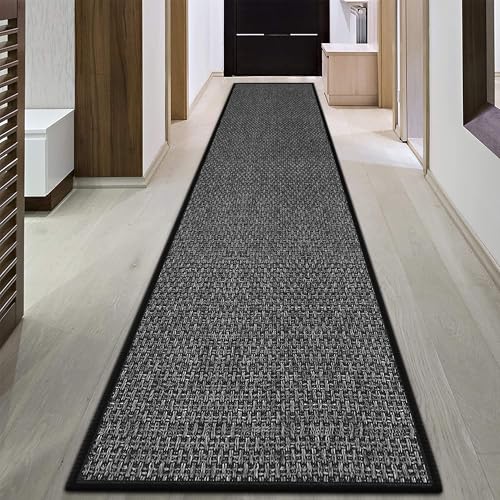 12ft Natural Jute Kitchen Rug Non Slip Washable, Rubber Backed Hallway Carpet Runner, Absorbent Laundry Room Runner Mat