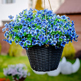 AXYLEX Artificial Flowers for Outdoors, 16 Bundles Fake Plants (Blue) | UV resistant faux plastic flowers, no fade artificial greenery – garden, patio, porch & home