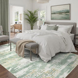 DCX Abstract Area Rug 5x7, Washable Sage Green Modern Rug for Living Room, Kid & Pet Friendly with Rubber Back Non Slip, Soft Low Pile Carpet, Stain Resistant Rug for Bedroom, Office, Dining Room
