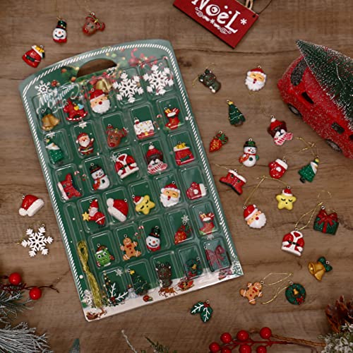 30 pcs Christamas Tree Decorations Clearance,Mini Resin Ornaments for Christmas Trees,Small Santa Clause Charms Xmas Decorations Sets for Girls Women