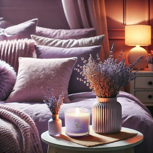 CHILLFLAME Lavender Candle, Scented Candles Gift Set for Stress Relief, 3 Lavender Candles for Women and Men, Birthday Candle Gifts for Women, Christmas Candles for Women (Purple, 7 oz)