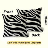 2Pcs Zebra Print Striped Pillow Covers, Black White Print Modern Decor Throw Pillow Square Cushion Covers 18x18 inch Nursery Living Room Home Decor for Car Bed Couch