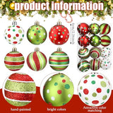 Liliful 12 Pcs 2.4 Inch Christmas Ball Ornaments Glittering Plastic Hanging Decorations Elf Balls Swirl Candy Cane Peppermint Red and Green Christmas Tree Pendants for Xmas Tree Decoration