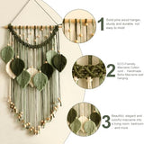 Artilady Macrame Wall Hanging -Handmade Sage Green Leaf Wall Tapestry,Boho Decorations for Bedroom Living Room Bathroom,Earthy Room Decor,Wedding Birthday for Women Girls