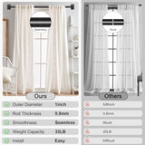 Black Curtain Rods, Heavy Duty Wrap Around Curtain Rod for Windows 28 to 48 Inch, 1‘’ Adjustable Decorative Blackout Drapery Pole, Modern Room Darkening Rod, Window Treatment Rods, Matte Black