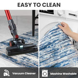 SIILOOM 2x3 Modern Abstract Rug for Entryway, Navy Blue Gray Neutral Multi Super Soft Small Area Rug, Washable Slip-Resistant Kitchen Rugs, Low-Pile Mat for Bedside, Indoor Door Mat