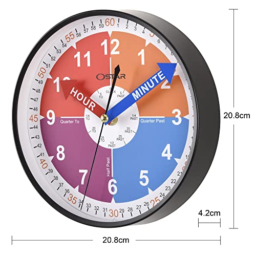 OSTAR Telling Time Teaching Wall Clock Waterproof Bathroom Shower Clock