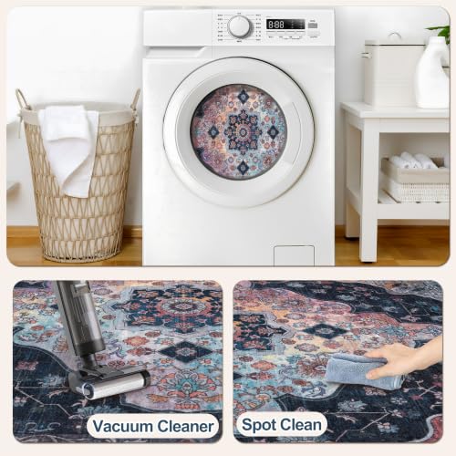 Tangsoo 5x7 Washable Area Rugs for Living Room, Vintage Indoor Non Slip Rug