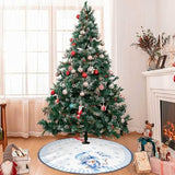 Let It Snow Snowman Christmas Tree Skirt 36 Inches, Blue Snowflake Tree Skirt, Winter Xmas Tree Mat for Home Party Holiday Indoor Outdoor Decorations (Blue, 36in)