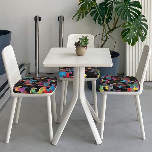 (Autism Awareness Puzzle Pieces Heart) Stretch Seat Covers Set of 4 for Dining Room Chairs Elastic Chair Cushion Slipcovers for Kitchen Office