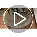 Summer Burlap Tree Skirt 48'', Large Tree Skirt with Ruffle Border, Rustic Farmhouse Decorations Tree Ornaments, Brown Linen Tree Mat for Wedding Boho Coastal Holiday Party Decor