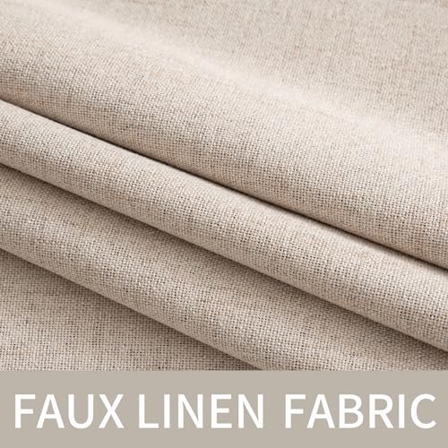MIULEE 100% Blackout Linen Textured Curtains for Bedroom Solid Thermal Insulated Natural Beige Grommet Room Darkening Curtains & Drapes Luxury Decor for Living Room 52 x 84 Inch (2 Panels)