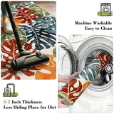 Wonnitar Tropical Washable Runner Rug 2x6, Non-Slip Colorful Leaf Runner Rugs for Kitchen, Low Pile Coastal Soft Bathroom Carpet Floor Throw Mat for Laundry Room Entrance Hallway