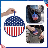 Gejoy 48 Pcs Independence Day Foldable Fan 4th of July Red White and Blue Handheld Round Patriotic Folding Flying Disc for Daily Use Festival Wedding Party Favors Decorations Portable, 8 Style