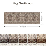 2x8 Runner Rug Vintage Hallway Runner Rug Non Slip Machine Washable Stain Resistant Rugs for Bedroom Bedside Kitchen Entryway Rust Carpet Runners