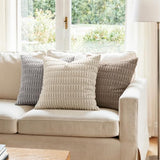 MIULEE Pack of 2 Corduroy Decorative Throw Pillow Covers 20x20 Inch Soft Boho Striped Pillow Covers Modern Farmhouse Home Decor for Sofa Living Room Couch Bed Cream White