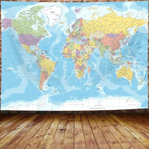 ICTEISOM World Map Tapestry Wall Hanging, Map of The World with National Educational Wall Tapestries Room Decor, World Map Poster for Bedroom Living Room Dorm Home Decoration 60 x 40 Inch