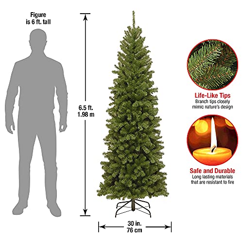 National Tree Company 6.5 ft Unlit North Valley Spruce Slim Artificial Christmas Tree, 832 Tips, Includes Stand, Green