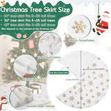 Christmas Tree Skirts 36inch Faux Plush White Tree Skirt Double Layers Gold Snowflakes Tree Skirt Cover Fluffy Round for Holiday Party Christmas Tree Decorations