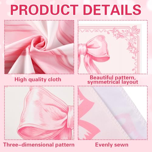 HunnmingRe 60" x 40" Pink Tapestry Coquette Pink Aesthetic Bedroom Hanging Wall Art Preppy Tapestry Decor Kit Cute Room Decoration for Women Girls Room Dorm Apartment(Bow)