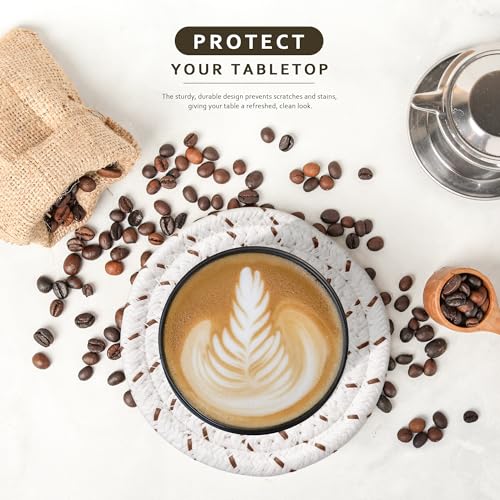 Coasters Set of 8 for Drinks, 4 Inch Large Coasters for Coffee Table, Tabletop Protection for Hot & Cold Drinks, Versatile Coasters for Home Decor, Non-Slip & Easy to Clean, Brown