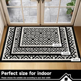 Indoor Door Mat, Absorbent Muddy Mats for Dogs, Low-Profile Entrance Welcome Mat with Non-Slip Rubber Backing, Washable Runner Carpet for Hallway,Entryway,Kitchen (Black 32x48in)