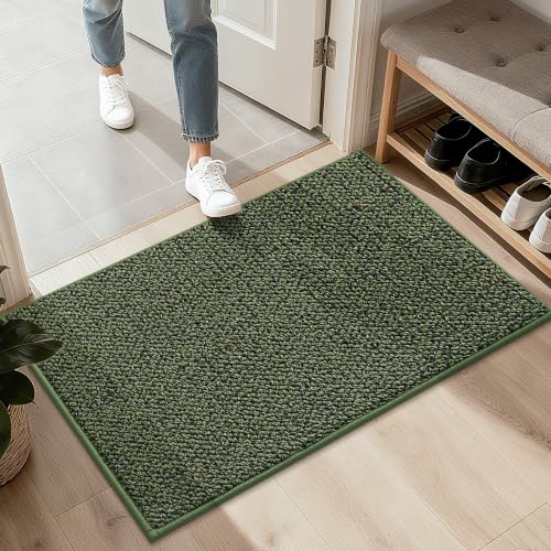 BEQHAUSE 2x3 Entryway Rug Indoor Door Mat Non-Slip Washable, Green