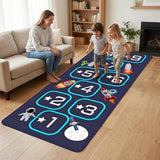 Hopscotch Rug for Kids Indoor, Hop Scotch Mat Non-Slip Carpet, Educational Hopscotch Game Rug with Numbers, Washable Play Mat for Classroom Bedroom, Indoor Hopscotch for Boys Girls