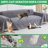 Cat Scratch Proof Furniture Protector - Anti-Slip, Waterproof Sofa Cover to Keep Cats Off, Pet-Friendly Anti-Scratch Couch Protectors for 3 Cushion Couch, Gray Sofa Cover for Pets and Kids 118"X71"