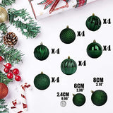 Christmas Ball Ornaments for Christmas Tree - Shatterproof Hanging Decorative Baubles Set for Xmas Tree (60mm/2.36", Dark Green)