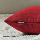 Pack of 2 Faux Linen Throw Pillow Covers 18x18 Inch,Red