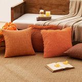 MIULEE Burlap Linen Throw Pillow Covers 18x18 Inch Set of 2 Fall Orange