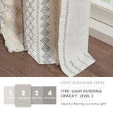 INK+IVY Imani 100% Cotton SINGLE PANEL Curtain Tufted Chenille Stripe Geometric Print Mid-Century Look Rod Pocket Top Drape for Living Room, Privacy Window Treatment for Bedroom, 50" x 84", Ivory