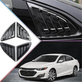 Fit for Chevrolet Malibu 2016 2017 2018 2019 2020 2021 Car Rear Window Louver Shutter Cover Side Vent Scoop Blinds Trim Exterior(Gloss Black)