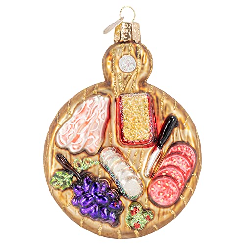 Old World Christmas Charcuterie Board Glass Blown Ornament for Christmas Tree, Handcrafted Holiday Decoration, Food Collection