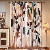 SUBRTEX Light Flitering Curtains 52Wx84L, Room Darkening Vibrant Floral Drapes, 50% Blackout, Semi Sheer Boho Farmhouse Curtains for Living Room, Brown