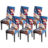Independence Day Eagle Flag Chair Covers Set of 6,Stretchable Kitchen Dining Room Chair Covers Decorations Removable Washable Dining Chair Slipcovers Chair Protectors for Dining Room & Kitchen